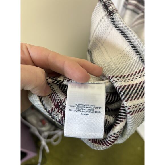 Lands End Rugged Plaid Flannel Button Down Shirt Size Large Cotton Chore Utility - Picture 7 of 8